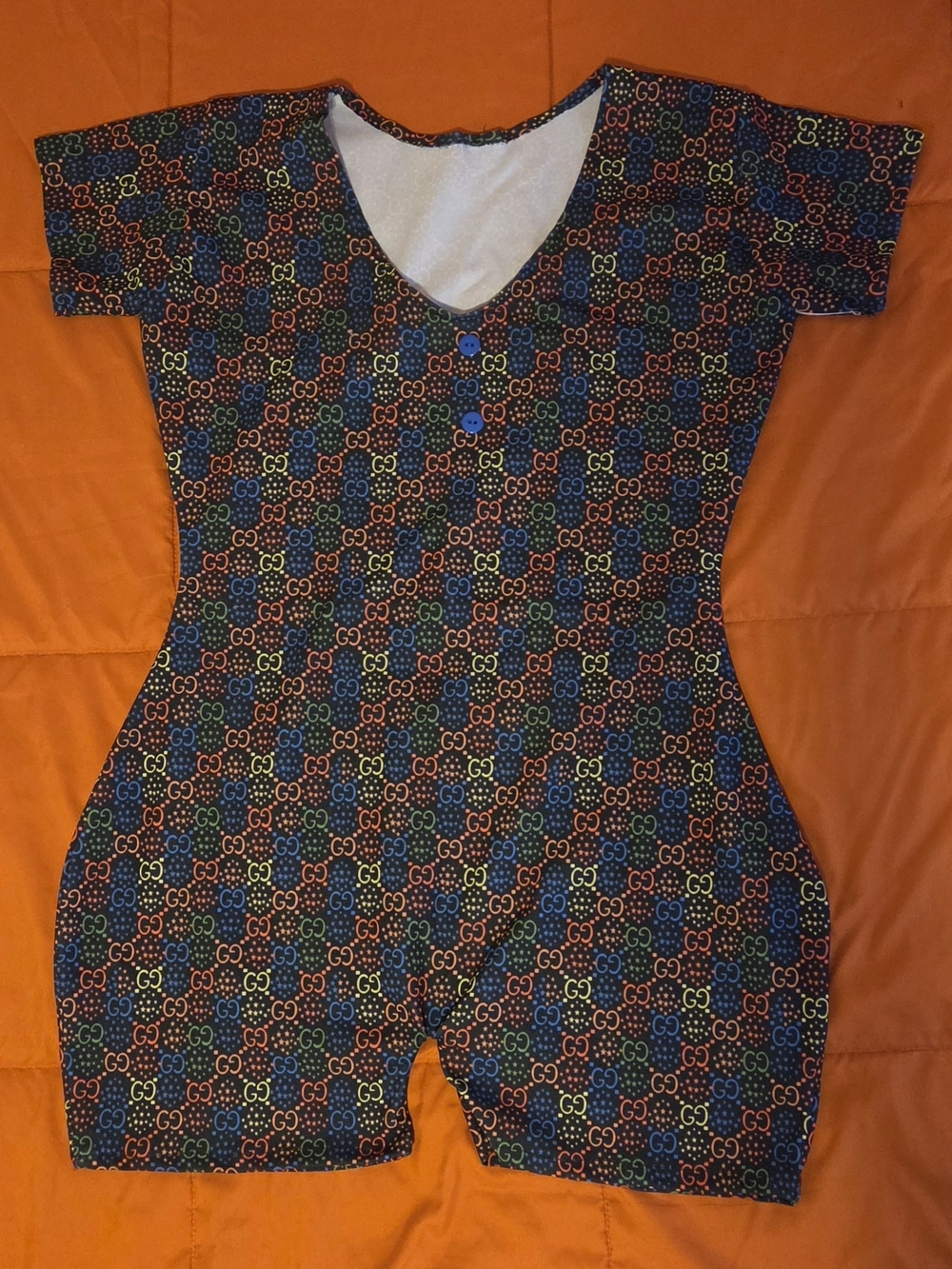 Gucci Black Multicolor GG Logo Short Sleeve Romper